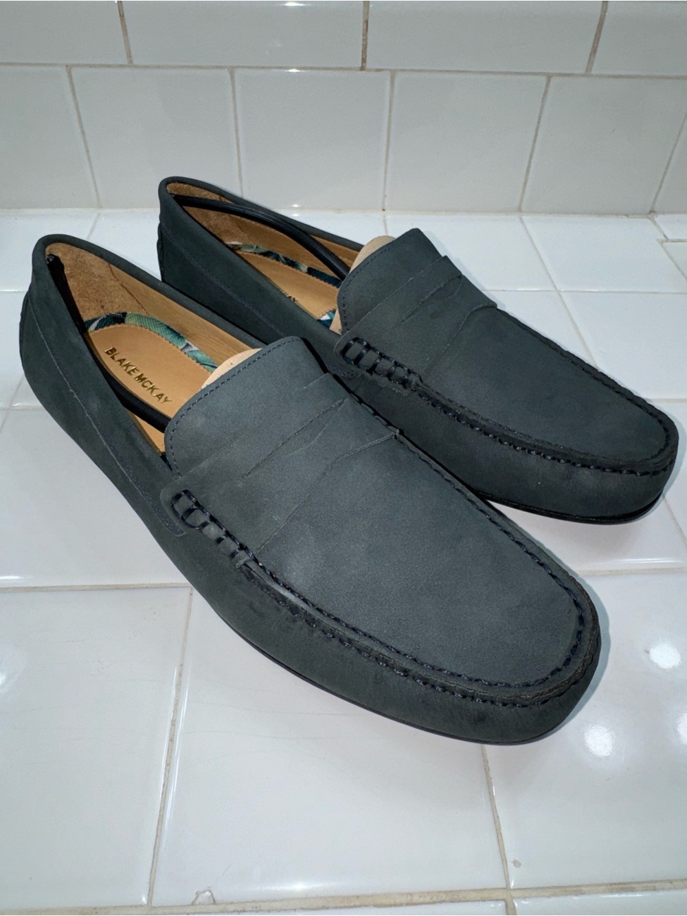 Blake McKay Charcoal Suede Penny Loafers